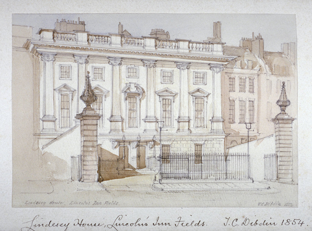 Detail of View of Lindsey House, Lincoln's Inn Fields, Holborn, London by Thomas Colman Dibdin