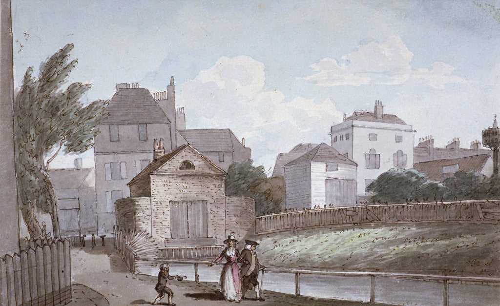 Detail of The Thatched House Inn and the New River, Islington, London by Paul Sandby