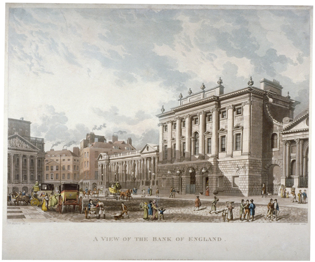 Detail of The Bank of England, City of London by Daniel Havell
