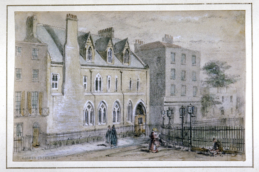 Detail of View of a nunnery in Osnaburgh Street, London by Thomas Hosmer Shepherd