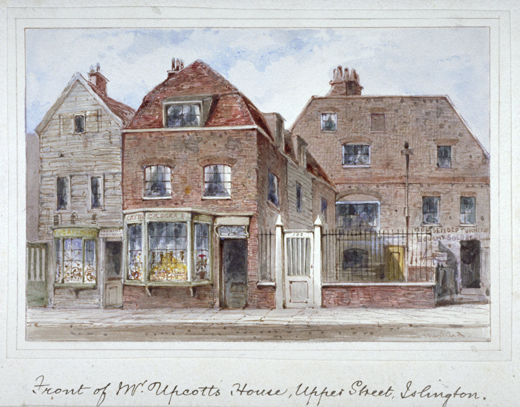 Detail of Front view of Mr Upcott's house, Upper Street, Islington, London by Thomas Hosmer Shepherd