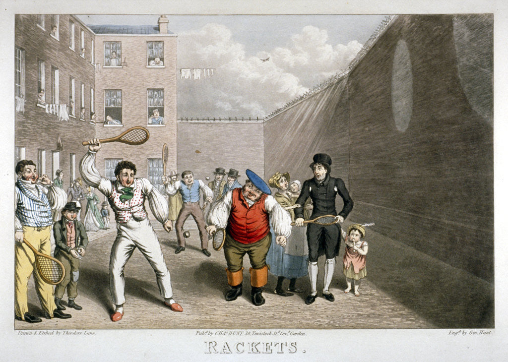 Detail of Playing rackets, Fleet Prison, London by Theodore Lane