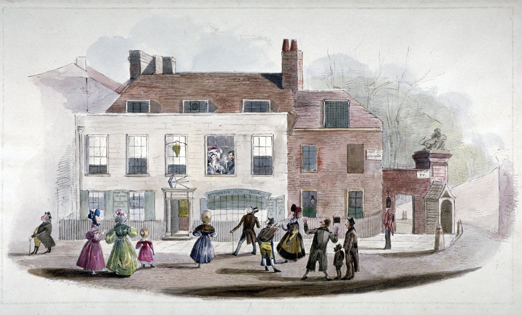 Detail of A coffee house and the King's Arms Tavern in Kensington, London by Anonymous