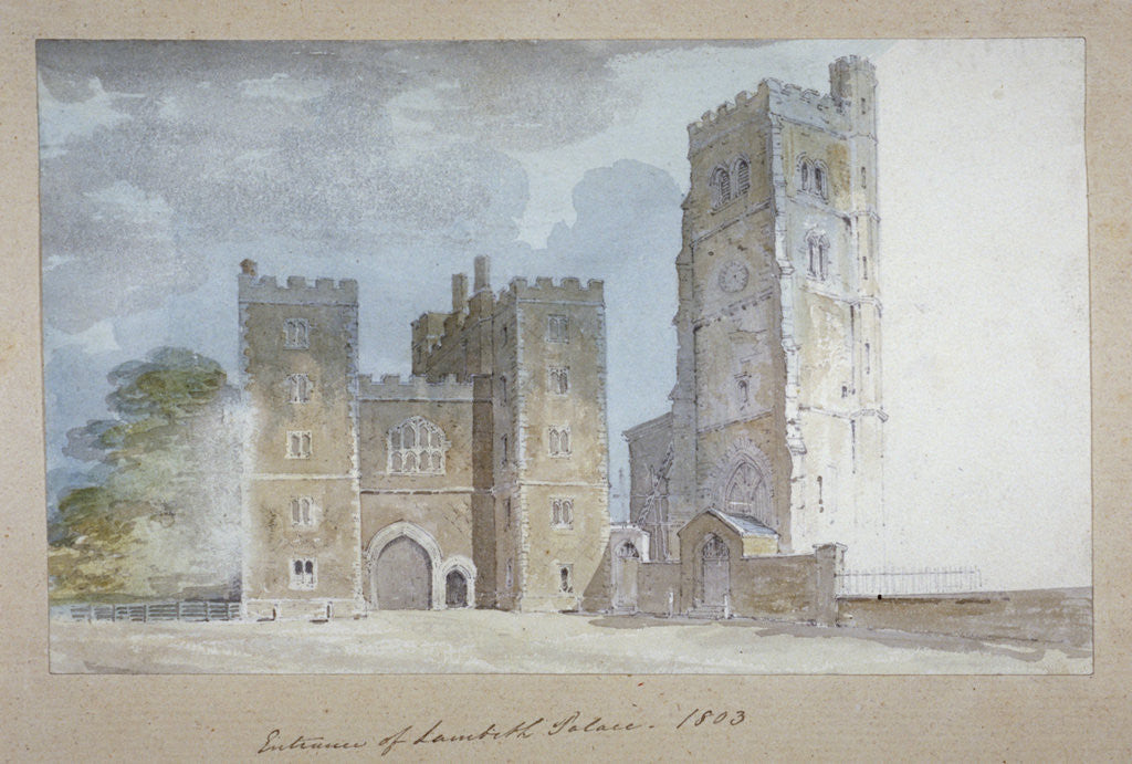 Detail of View of the entrance to Lambeth Palace, London by Anonymous