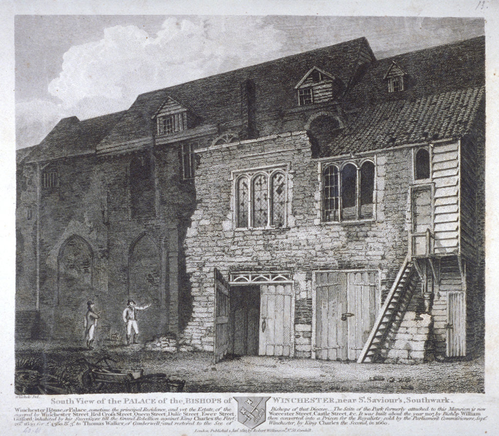 South view of the Bishop of Winchester's palace, Southwark, London by Anonymous