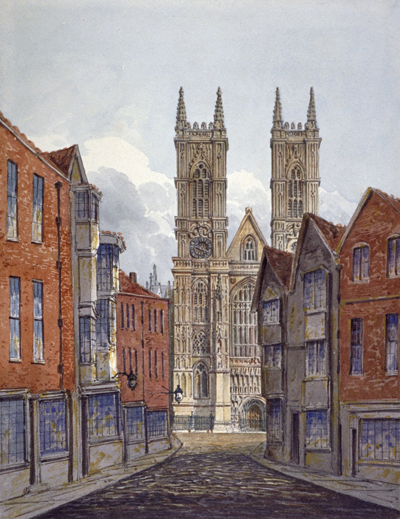 Detail of View of the west end of Westminster Abbey, looking from Tothill Street, London by William Pearson