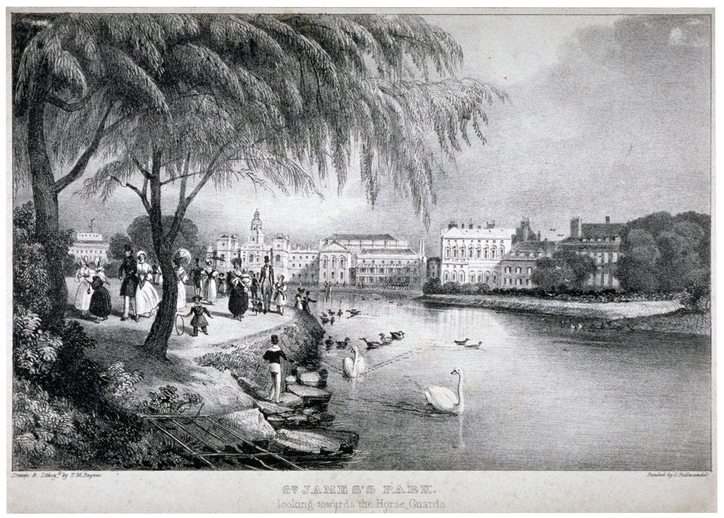 Detail of View of St James's Park and Buckingham Palace, Westminster, London by Thomas Mann Baynes