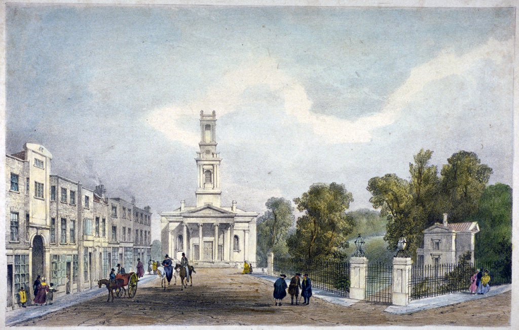 Detail of St Mary's Church and Croom's Hill, Greenwich, London by Anonymous