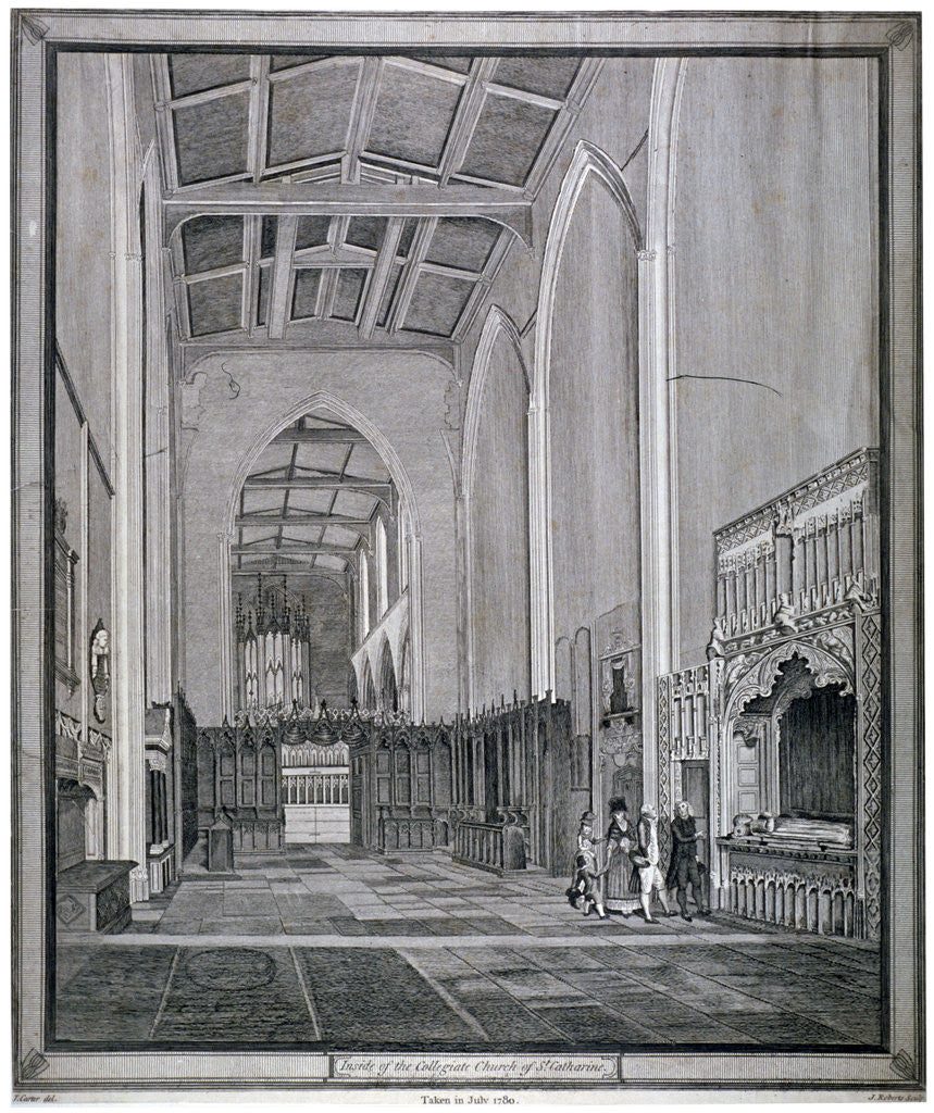 Interior of the Church of St Katherine by the Tower, Stepney, London by J Roberts