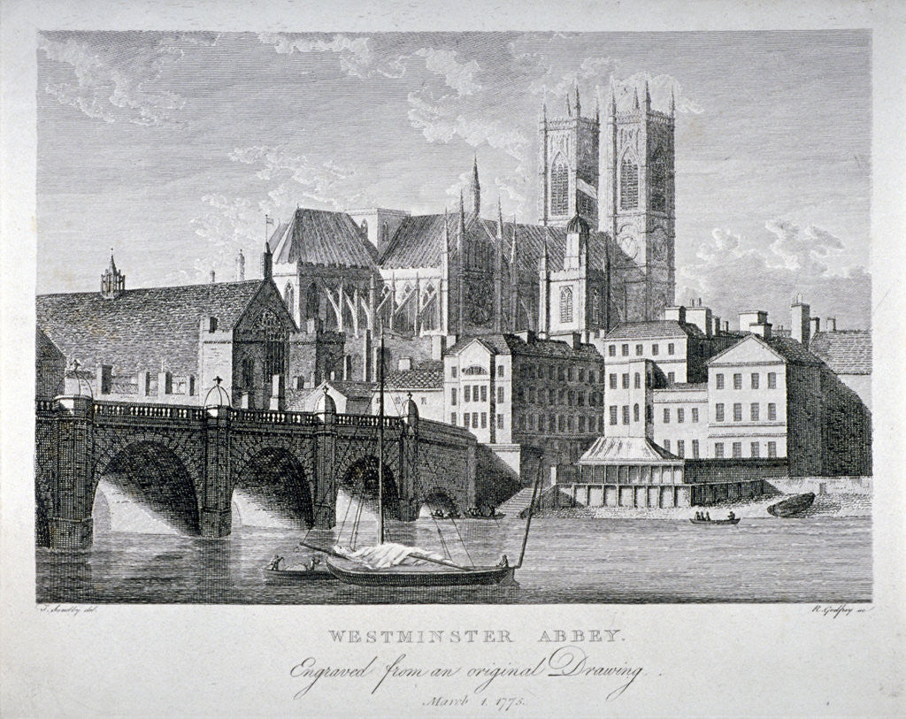 Detail of Westminster Abbey and Bridge from the River Thames, London by RB Godfrey
