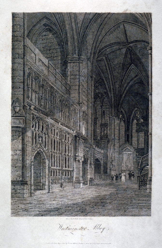 Detail of Interior view of Westminster Abbey, London by James Sargant Storer