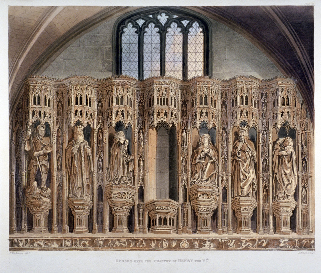 Detail of Screen over the chantry of Henry V, Westminster Abbey, London by J Bluck