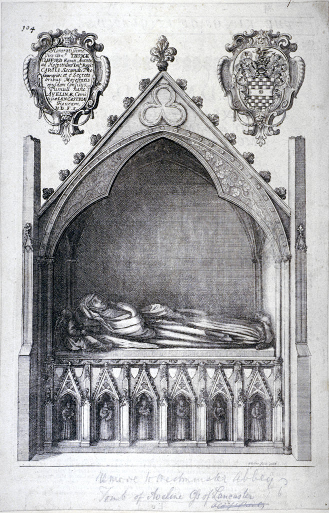 Detail of The tomb of Avaline, Countess of Lancaster, Westminster Abbey, London by Wenceslaus Hollar