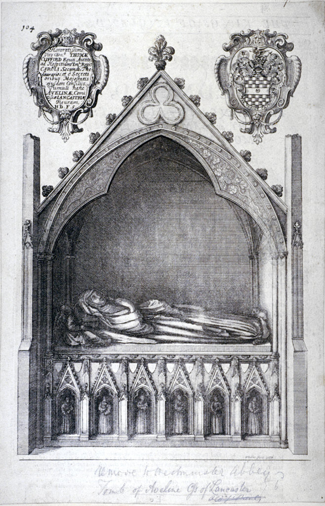 The tomb of Avaline, Countess of Lancaster, Westminster Abbey, London by Wenceslaus Hollar