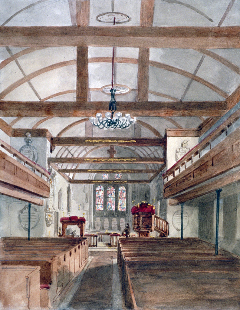 Detail of Interior view of St Pancras Old Church, London by HC