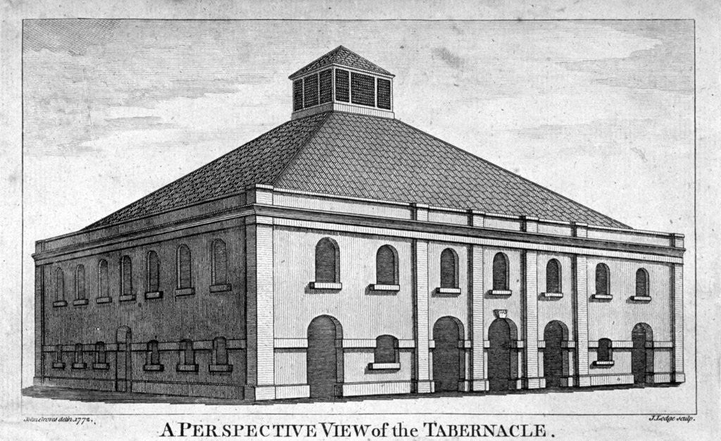 Detail of Perspective view of Whitefield's Tabernacle, Moorfields, London by J Lodge