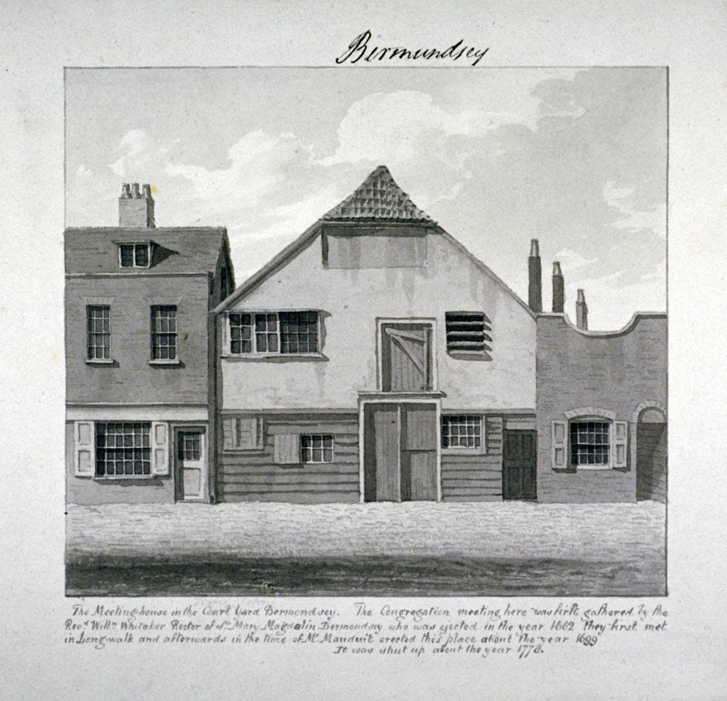 Detail of Meeting-house of St Mary Magdalen in the Court Yard, Bermondsey Square, London by John Chessell Buckler