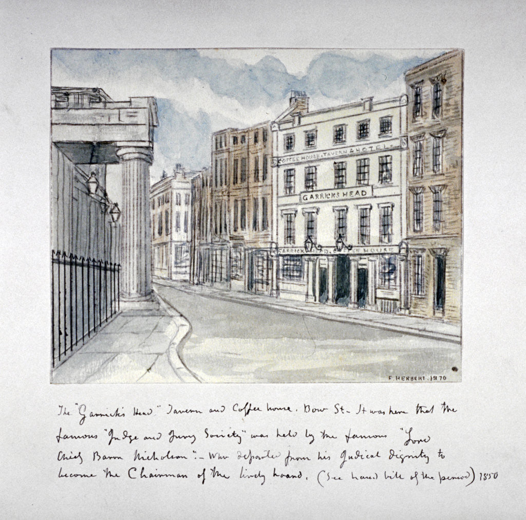 Detail of The Garrick's Head Tavern, Bow Street, Westminster, London by F Herbert