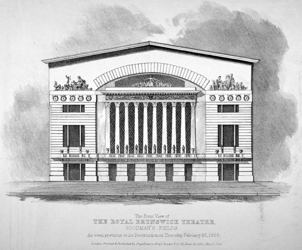 Detail of Front view of the Royal Brunswick Theatre, Goodman's Fields, Stepney, London by Anonymous