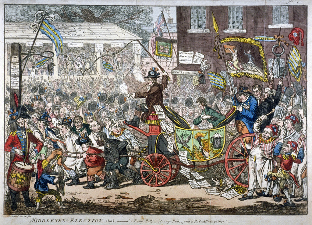 Middlesex-election, 1804. A long pull, a strong pull and a pull all together by James Gillray