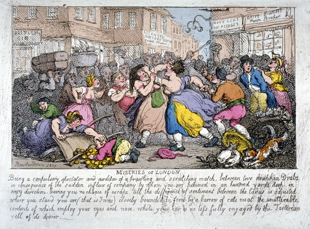 Detail of Miseries of London by Thomas Rowlandson