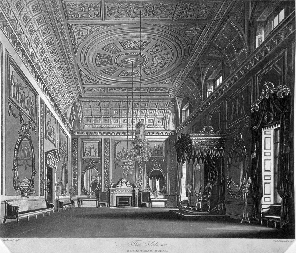 Detail of View of the saloon in Buckingham House, Westminster, London by William James Bennett