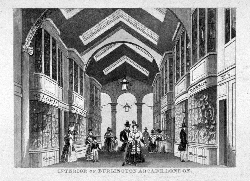 Detail of Interior of Burlington Arcade, Westminster, London by Anonymous