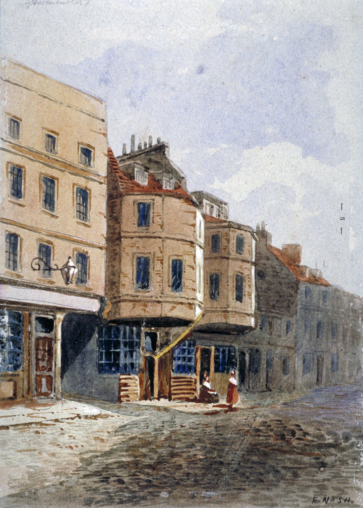 Detail of View of Oliver Cromwell's house, Clements Lane, Westminster, London by Frederick Nash