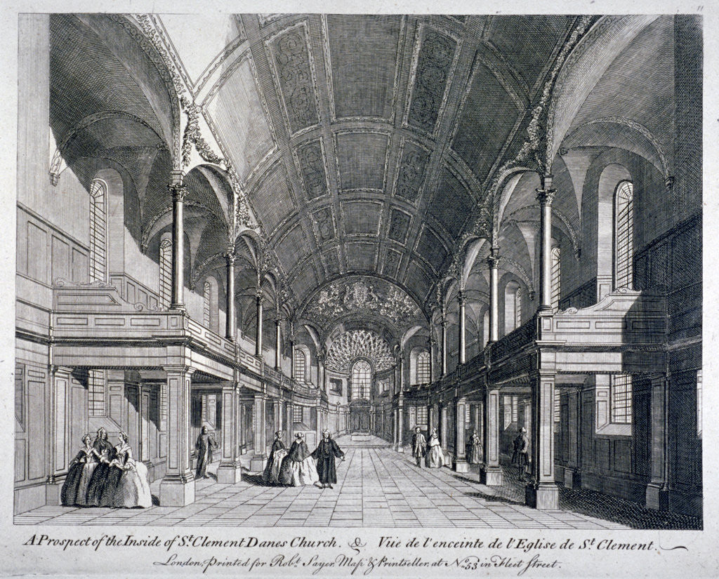 Interior of St Clement Danes Church, Westminster, London by Anonymous
