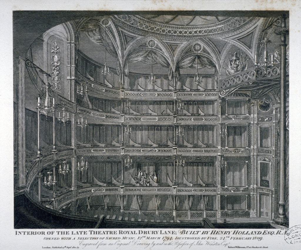 Detail of Interior of the Theatre Royal, Drury Lane by Thomas Dale