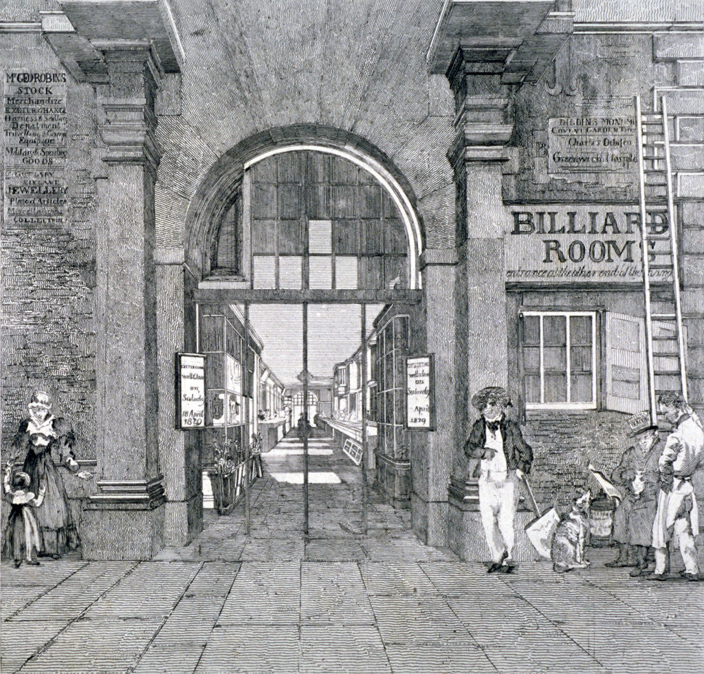 Detail of Western entrance to Exeter Change, Westminster, London, 1829 by Anonymous