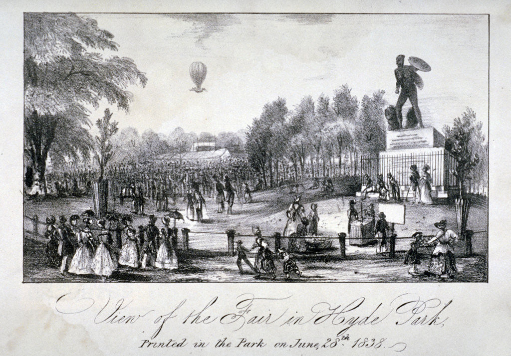 Detail of A fair held in Hyde Park during the coronation of Queen Victoria in 1838 by Anonymous