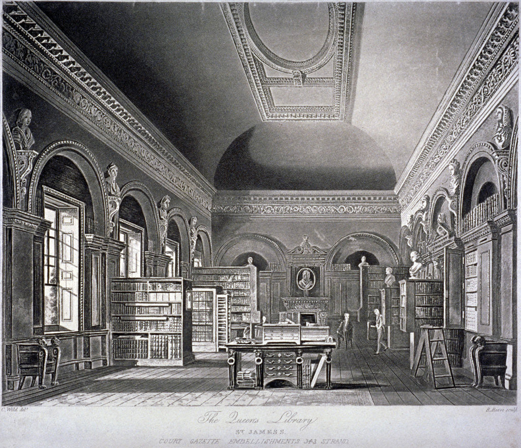 Detail of The Queen's library in St James's Palace, Westminster, London by R Reeves