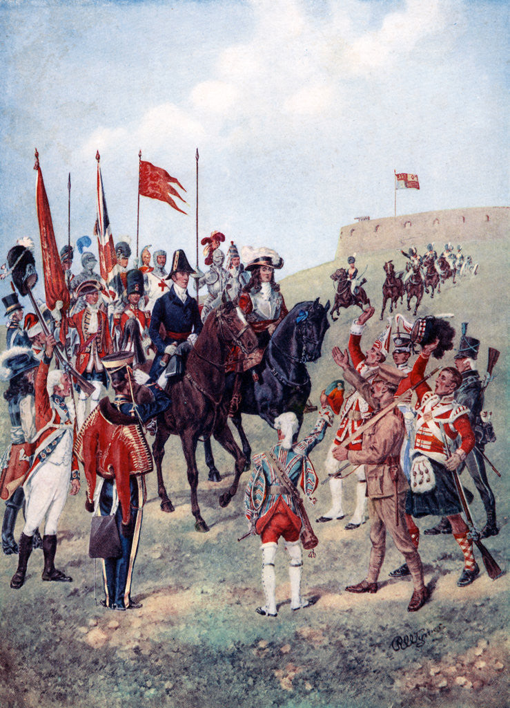 Detail of The cavalry meet the infantry on the battlefield by Anonymous