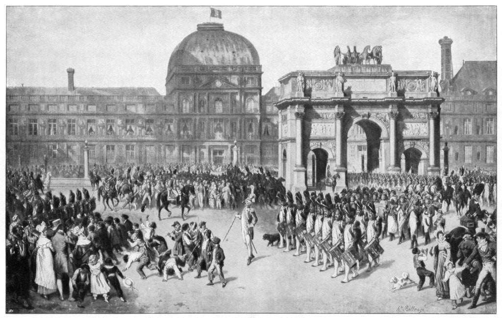 Detail of A military parade through Paris, France by Anonymous