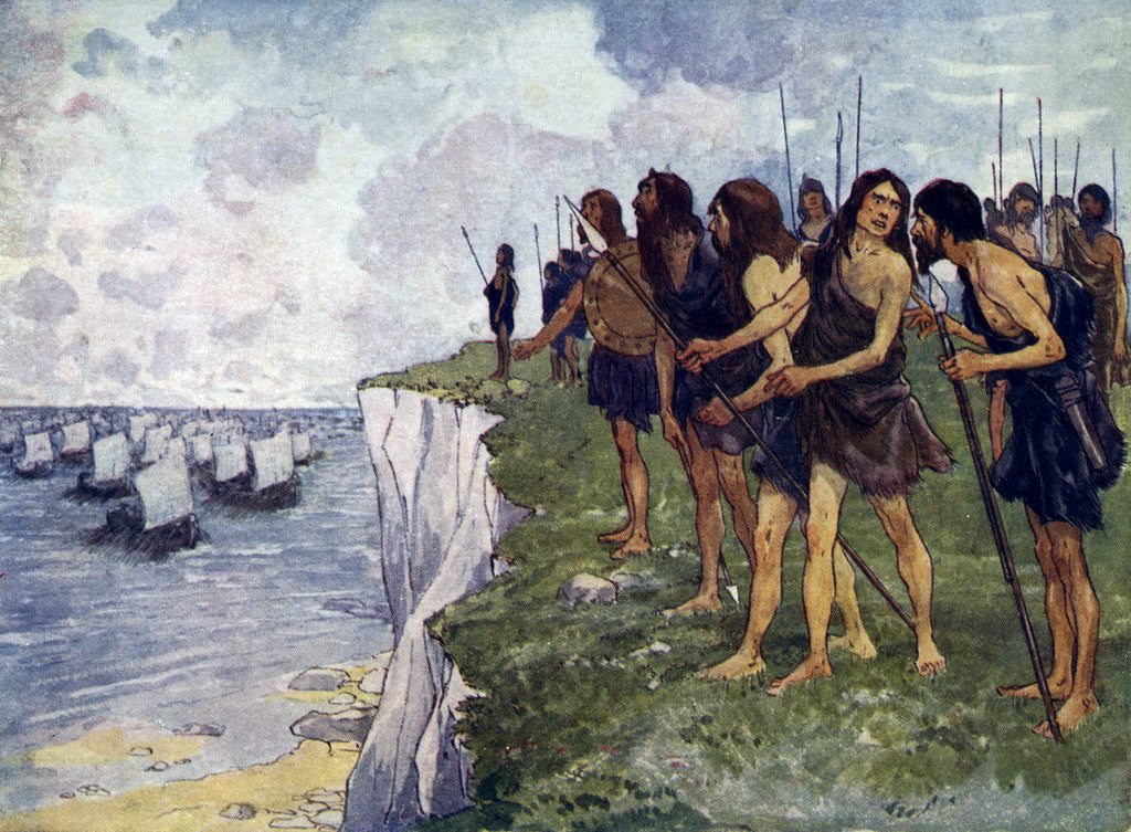 Detail of Britons awaiting the imminent arrival of viking ships by Anonymous