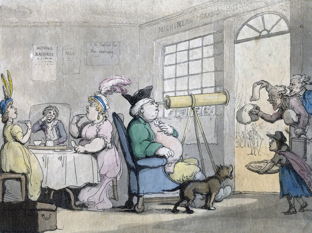 Detail of A portly gentleman looking through a telescope by Anonymous