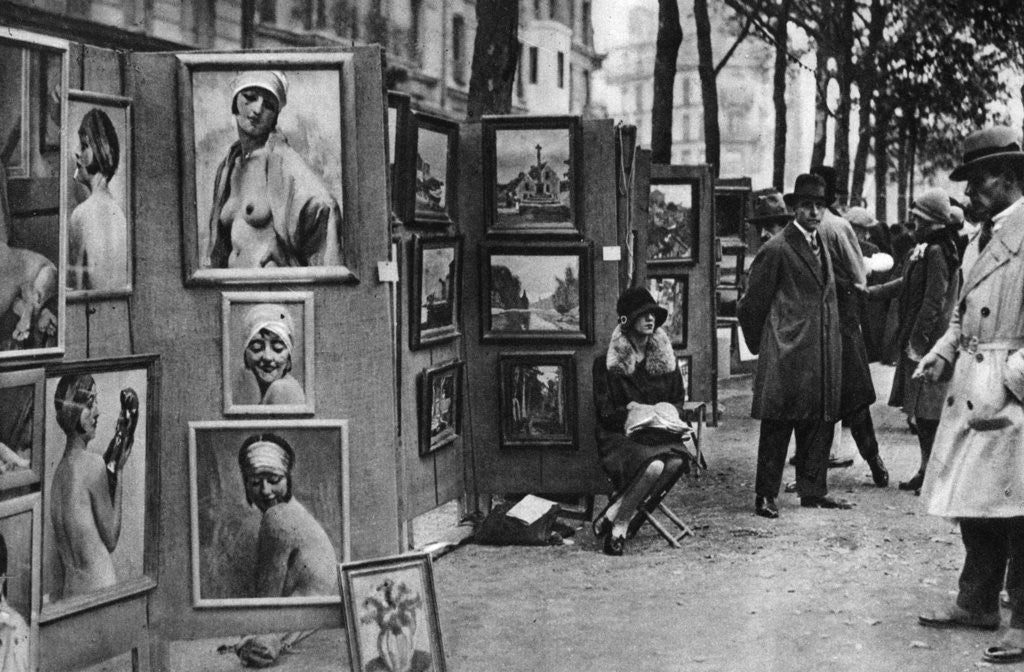 Detail of Paintings for sale, Paris by Ernest Flammarion