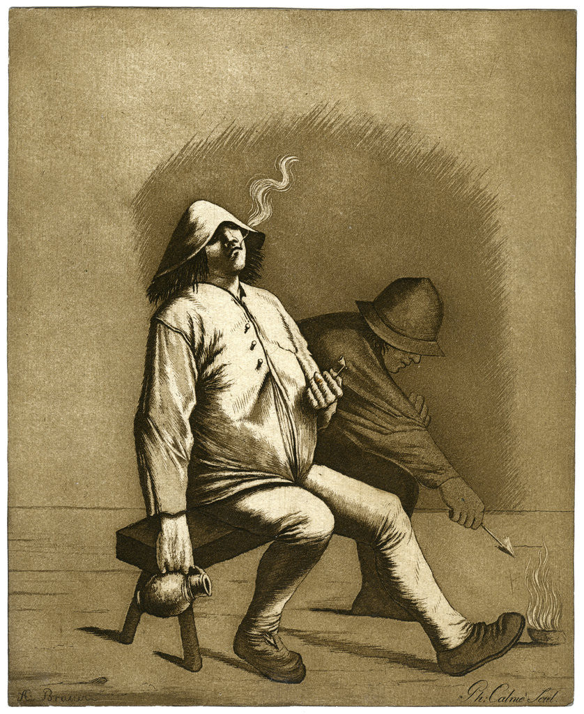 Detail of Two men sitting on a bench by Calnie