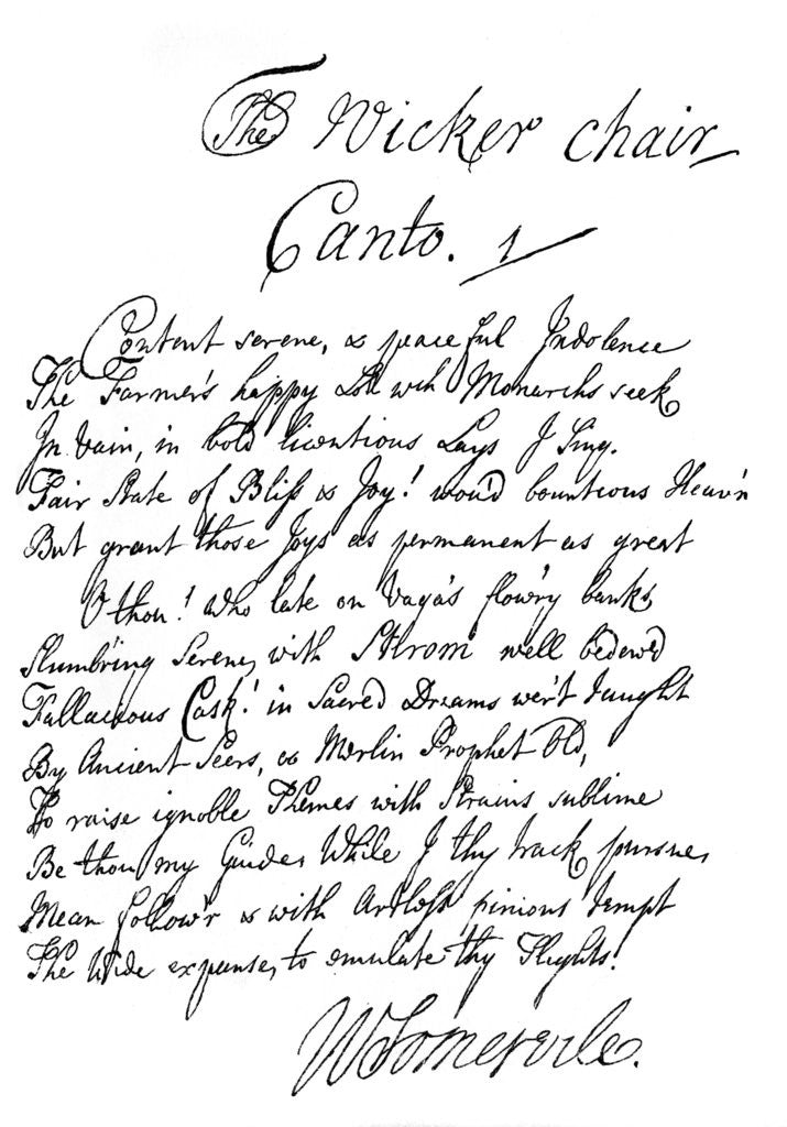 Detail of Part of the poem of The Wicker Chair, by William Somerville by William Somerville