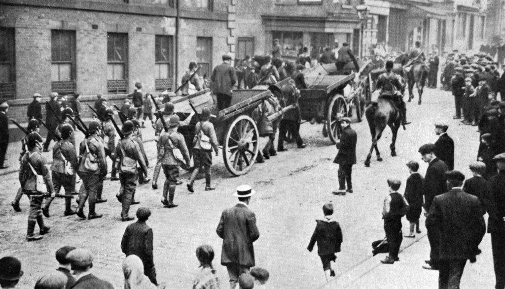 Detail of Soldiers convoying coal carts during the strike, Sheffield by Anonymous