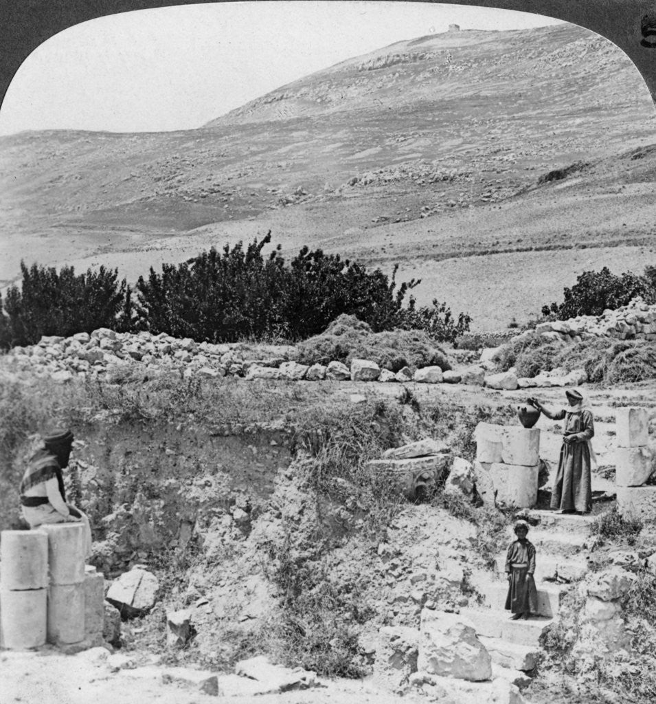 Steps leading to Jacob's well, looking northwest, Palestine (Israel) by Underwood & Underwood