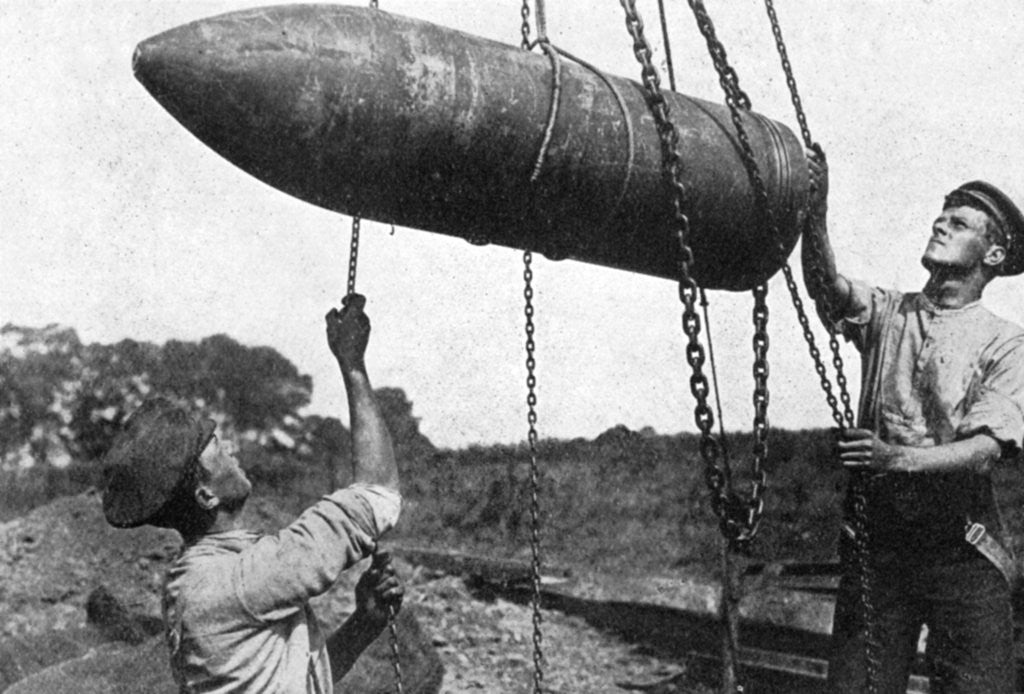 Detail of Large shell on its way to the front, First World War by Anonymous