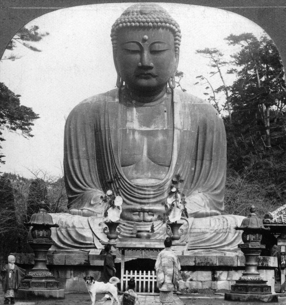 Detail of A bronze statue of Buddha, Kamakura, Japan by BL Singley