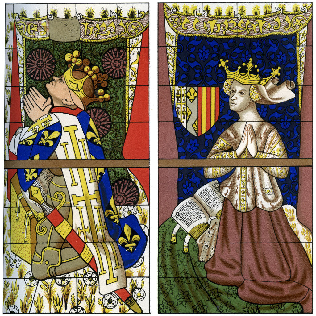 Detail of Fragment of a stained glass window in Le Mans Cathedral, Mans, France by Franz Kellerhoven