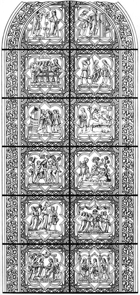 Detail of Stained glass window, Bourges Cathedral, Bourges, France by Hauger