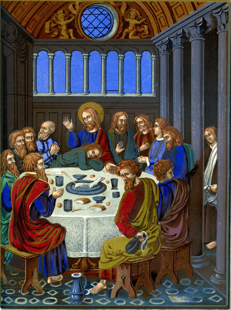 Detail of Representation of 'The Last Supper' on enamelled copper by Franz Kellerhoven