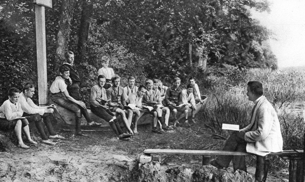 Detail of Boys studying nature, Germany by Anonymous