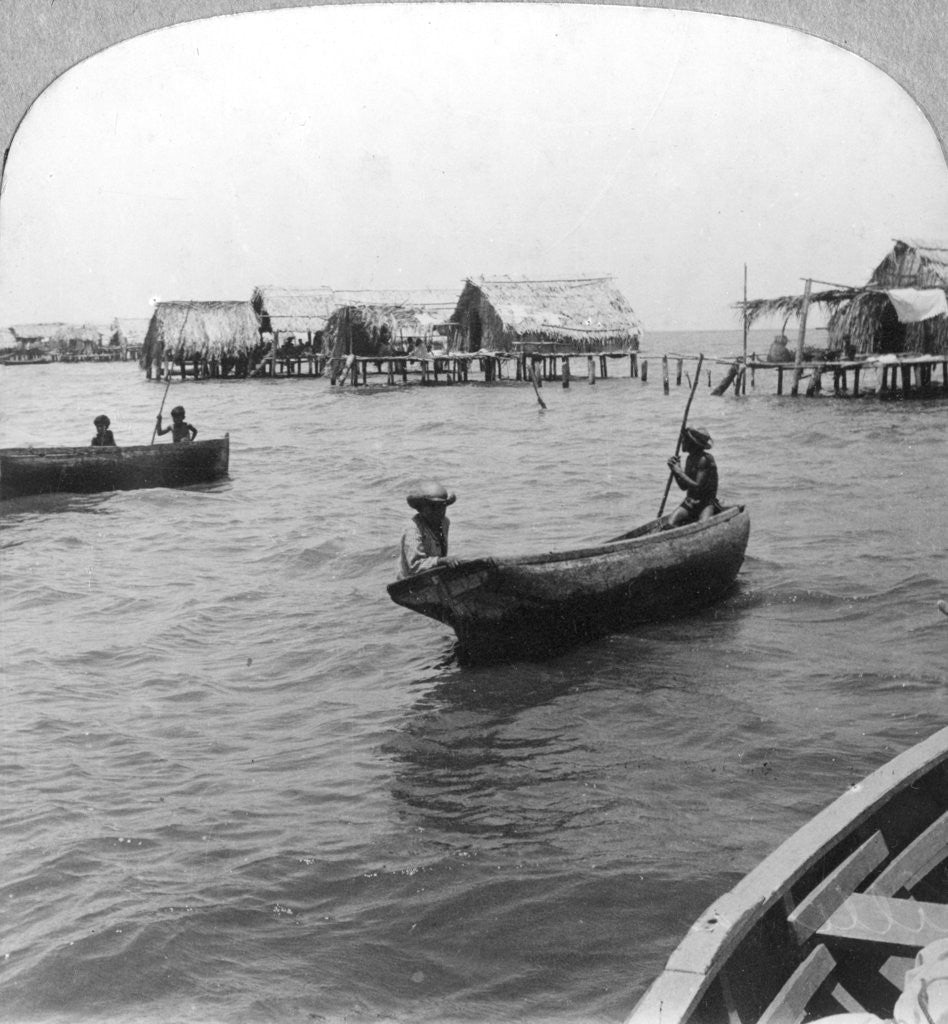Detail of Indians in log canoes, Lake Maracaibo, Venezuela by Anonymous