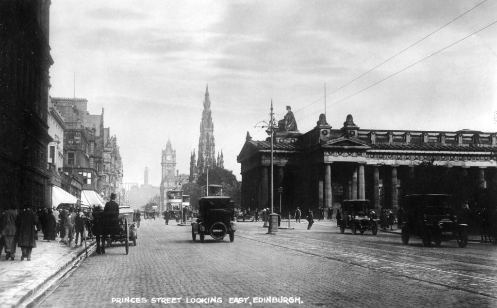 Detail of Looking east along Princes Street, Edinburgh by Valentine & Sons